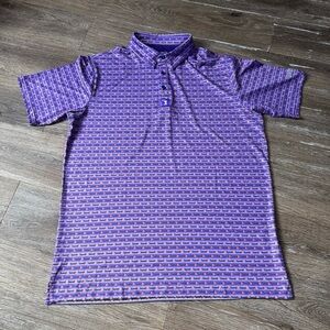 Bogey Bros Purple Patterned Polo Shirt Men’s Size Large Stretch Short Sleeve